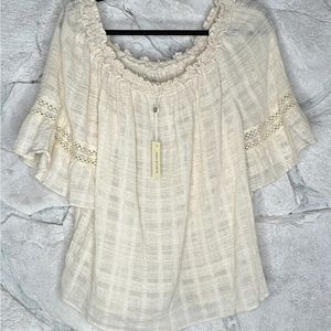 Max Studio | Women’s Antique White Boho Peasant Bell Sleeve Top, Size M, NWT